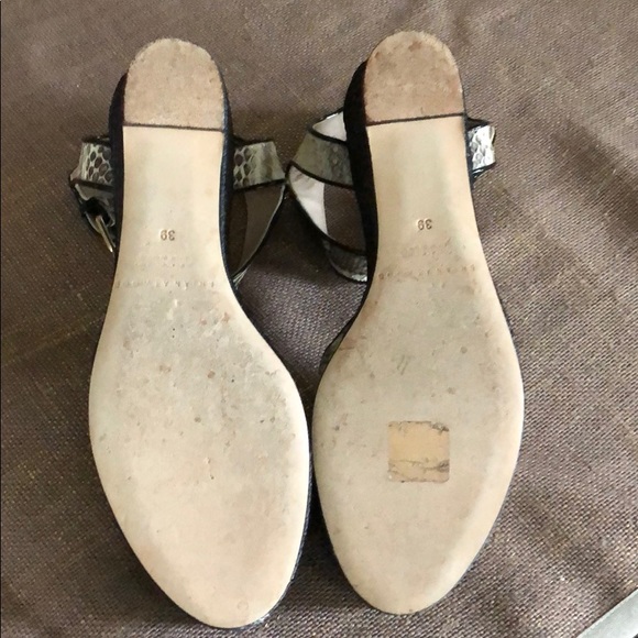 Brian Atwood Embossed Leather Platform Sandals. - Picture 4 of 5